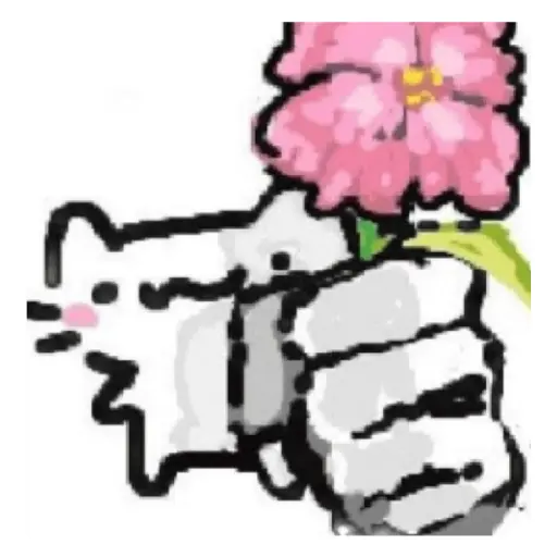 Cat n Flower Drawing